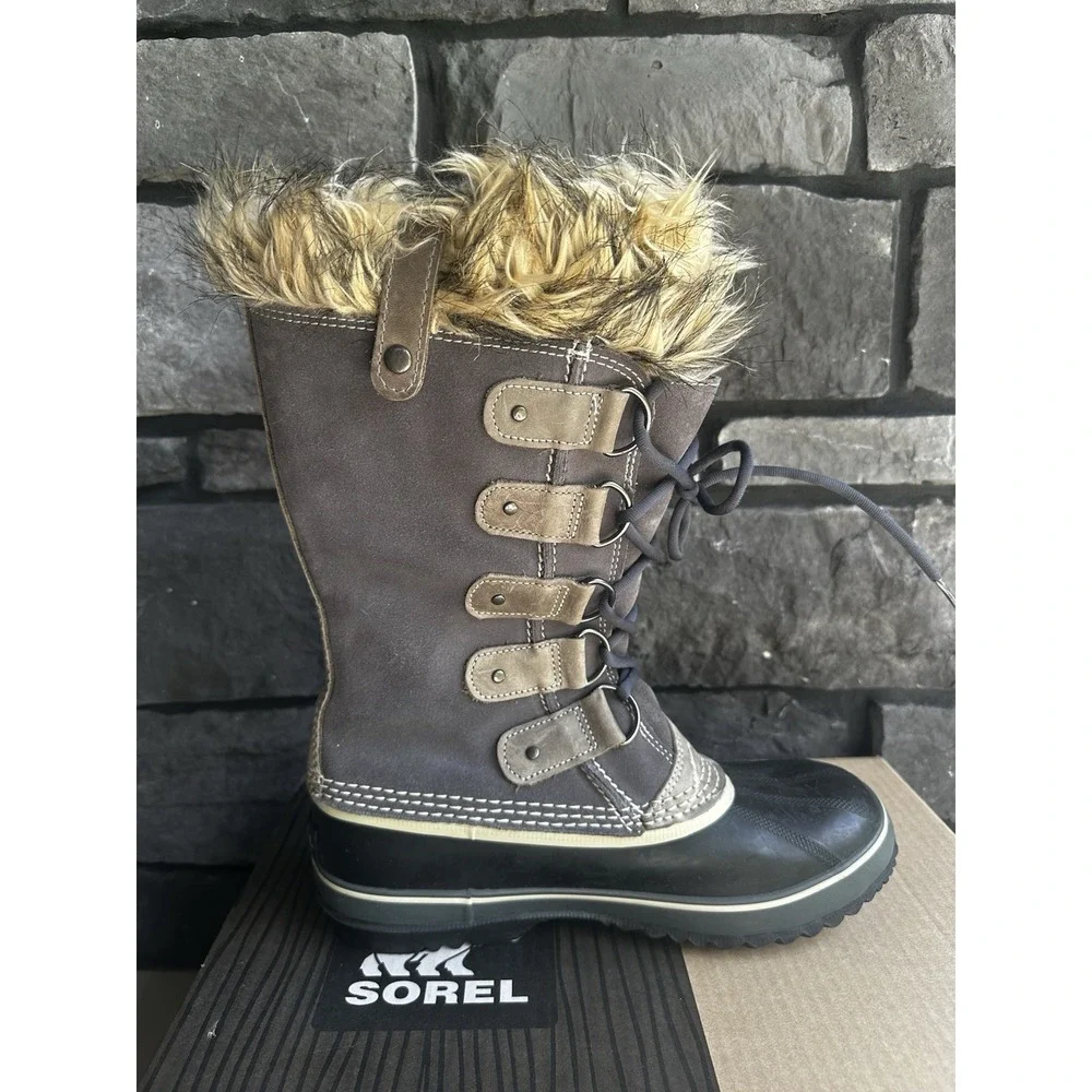 SOREL Joan Of Arctic Women's Size 10 Waterproof Winter Fur Snow Boots Shale Gray